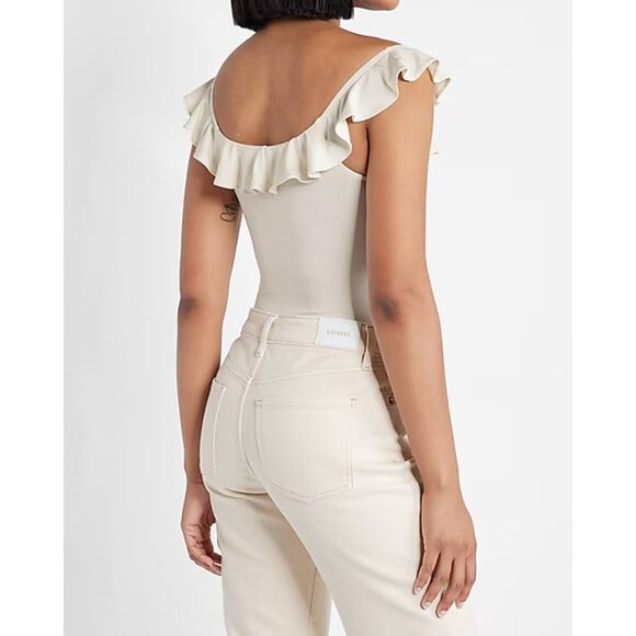 Express Body Contour Compression Silky Ruffle V-Wire Thong Bodysuit XL - Picture 4 of 5